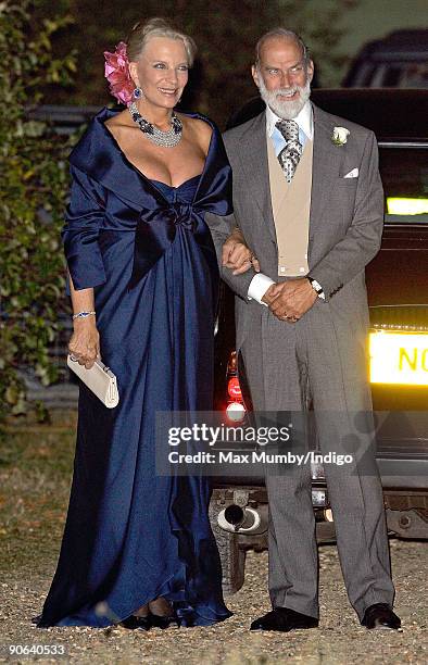 Princess Michael of Kent and HRH Prince Michael of Kent arrive at the home of Lady Annabel Goldsmith for an evening reception after attending the...