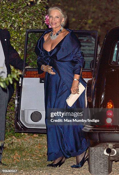 Princess Michael of Kent arrives at the home of Lady Annabel Goldsmith for an evening reception after attending the wedding of Lord Frederick Windsor...