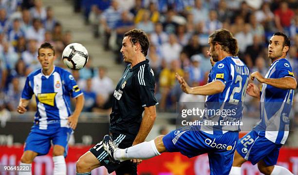 Christoph Metzelder of Real Madrid in action during the La Liga match between Espanyol and Real Madrid at Cornella El Prat stadium on September 12,...