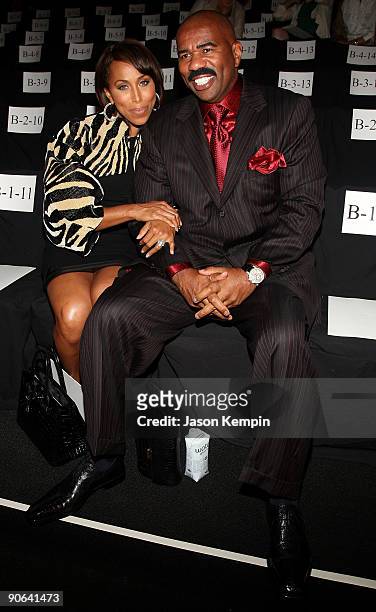 Marjorie Harvey and Actor/Comedian Steve Harvey attend the Chado Ralph Rucci Spring 2010 Fashion Show at the Tent at Bryant Park on September 12,...