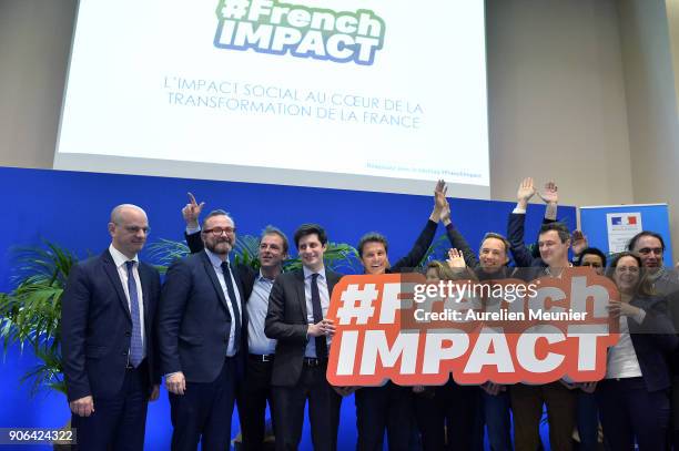 French Minister of National Education Jean-Michel Blanquer, High Commissioner for Social and Solidarity Economy Christophe Itier Junior Minister of...