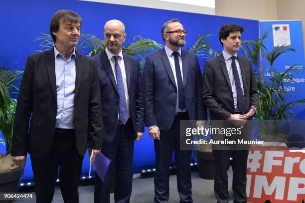 French Ecology Minister Nicolas Hulot, French Minister of National Education Jean-Michel Blanquer, High Commissioner for Social and Solidarity...