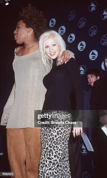 Los Angeles, CA Christina Aguilera and Macy Gray at the 42nd annual Grammy Awards nominations. Photo