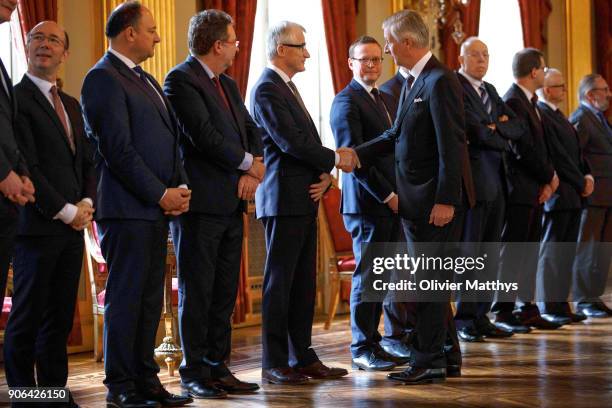 King Philippe of Belgium receives the Belgian Authorities at the Royal Palace on January 18, 2018 in Brussels, Belgium.