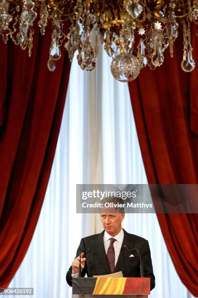 King Philippe of Belgium receives the Belgian Authorities at the Royal Palace on January 18, 2018 in Brussels, Belgium.