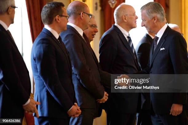 King Philippe of Belgium receives the Belgian Authorities at the Royal Palace on January 18, 2018 in Brussels, Belgium.