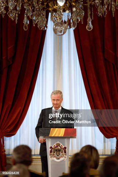 King Philippe of Belgium receives the Belgian Authorities at the Royal Palace on January 18, 2018 in Brussels, Belgium.