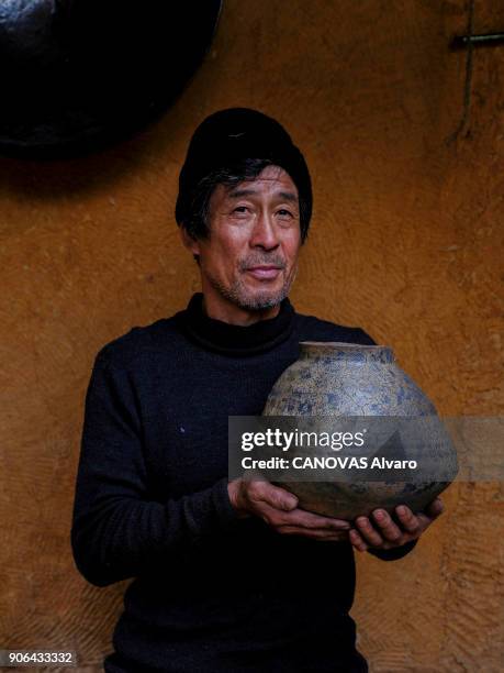 The potter of Art, artist Kim So-Young is photographed for Paris Match on november 10, 2017 in Seoul, South Korea.