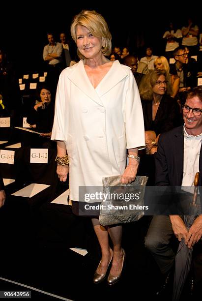 Personality Martha Stewart attends Chado Ralph Rucci Spring 2010 during Mercedes-Benz Fashion Week at Bryant Park on September 12, 2009 in New York...