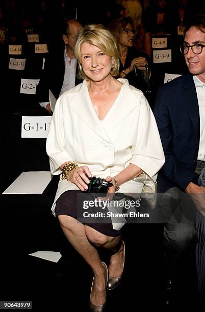 Personality Martha Stewart attends Chado Ralph Rucci Spring 2010 during Mercedes-Benz Fashion Week at Bryant Park on September 12, 2009 in New York...