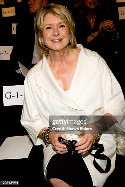 Personality Martha Stewart attends Chado Ralph Rucci Spring 2010 during Mercedes-Benz Fashion Week at Bryant Park on September 12, 2009 in New York...