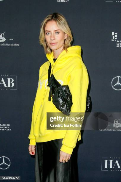 Blogger Lisa Hahnbueck during the Fashion HAB show presented by Mercedes-Benz at Halle am Berghain on January 17, 2018 in Berlin, Germany.