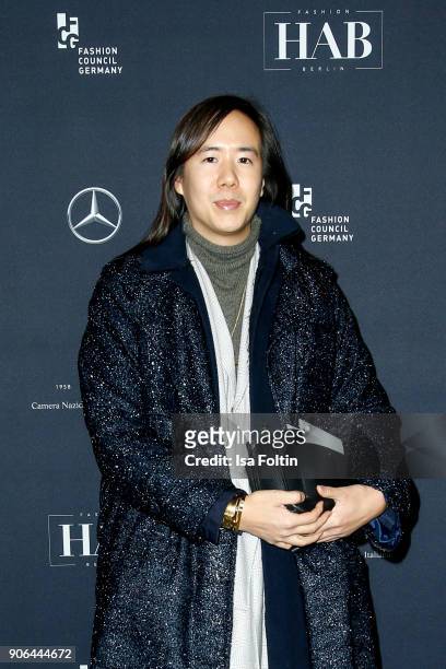 Designer William Fan during the Fashion HAB show presented by Mercedes-Benz at Halle am Berghain on January 17, 2018 in Berlin, Germany.
