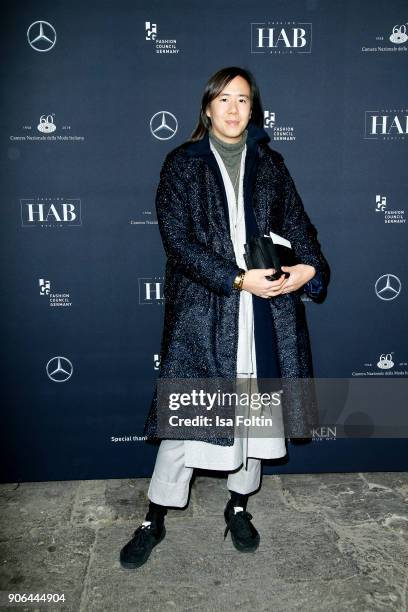 Designer William Fan during the Fashion HAB show presented by Mercedes-Benz at Halle am Berghain on January 17, 2018 in Berlin, Germany.