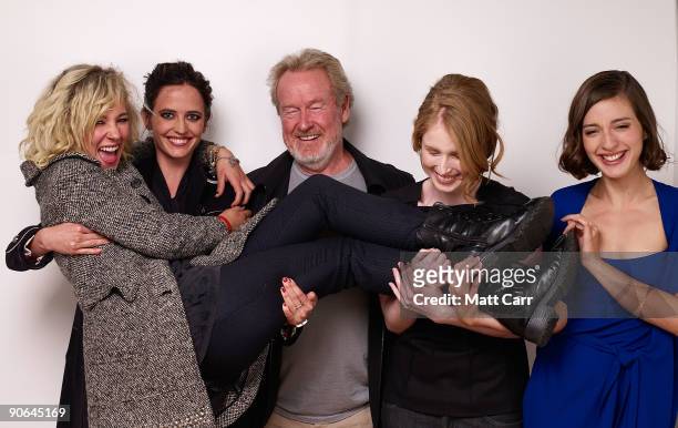 Actresses Juno Temple, Eva Green, directors Jordan Scott, Ridley Scott and actress Maria Valverde from the film 'Cracks' poses for a portrait during...