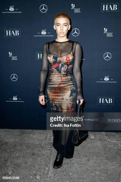 Alina Sueggeler alias Frida Gold during the Fashion HAB show presented by Mercedes-Benz at Halle am Berghain on January 17, 2018 in Berlin, Germany.