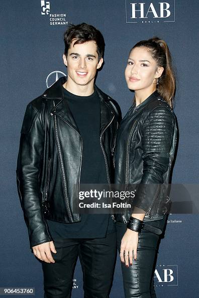 Italian model Pietro Boselli and his girlfriend during the Fashion