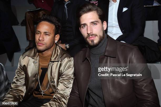 Neymar Jr and Kevin Trapp attend the Louis Vuitton Menswear Fall/Winter 2018-2019 show as part of Paris Fashion Week on January 18, 2018 in Paris,...