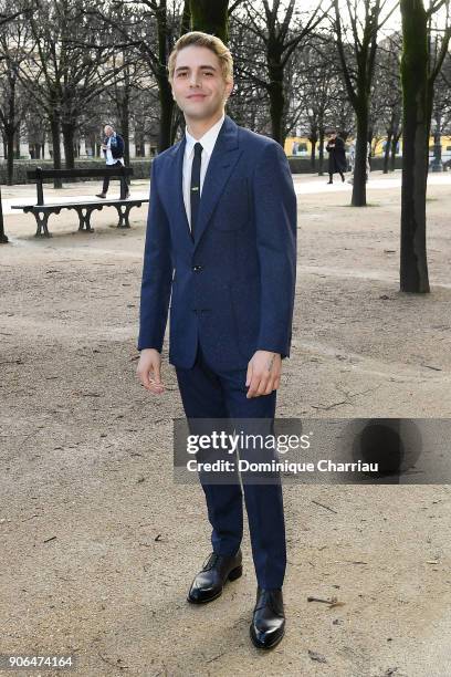 Xavier Dolan attends the Louis Vuitton Menswear Fall/Winter 2018-2019 show as part of Paris Fashion Week on January 18, 2018 in Paris, France.