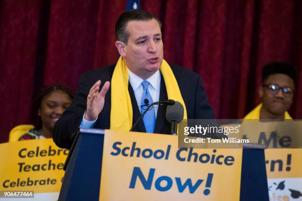 Sen. Ted Cruz, R-Texas, speaks during a rally to promote the importance of school choice as part of "National School Choice Week," in Russell...