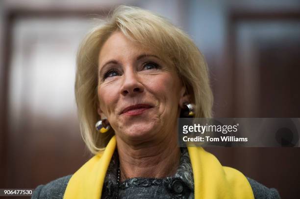 Education Secretary Betsy DeVos attends a rally to promote the importance of school choice as part of "National School Choice Week," in Russell...