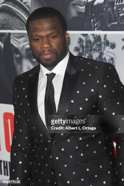 Actor/rapper Curtis Jackson aka 50 Cent arrives for the Premiere Of STX Films' "Den Of Thieves" held at Regal LA Live Stadium 14 on January 17, 2018...