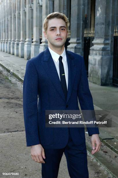 Xavier Dolan attends the Louis Vuitton Menswear Fall/Winter 2018-2019 show as part of Paris Fashion Week on January 18, 2018 in Paris, France.