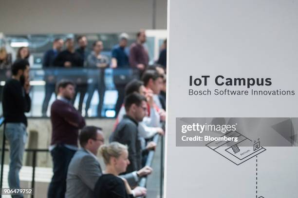 Bosch Software Innovations sign sits on display as Robert Bosch GmbH opens an Internet of Things campus in Berlin, Germany, on Thursday, Jan. 18,...