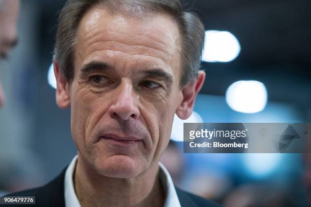 Volkmar Denner, chief executive officer of Robert Bosch GmbH, looks on as the industrial engineering company opens an Internet of Things center in...