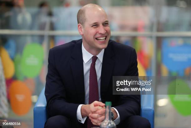 Prince William, Duke of Cambridge speaks with military veterans now working for the NHS as he visits Evelina London Children's Hospital to launch a...