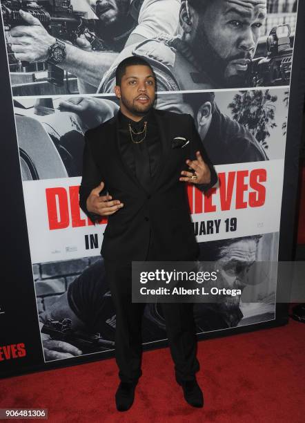 Actor O'Shea Jackson Jr. Arrives for the Premiere Of STX Films' "Den Of Thieves" held at Regal LA Live Stadium 14 on January 17, 2018 in Los Angeles,...