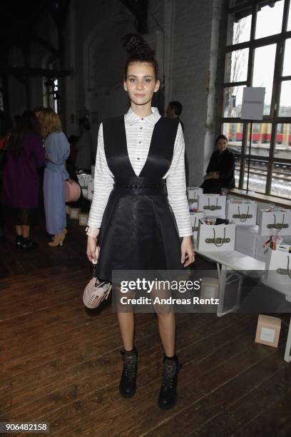 Betty Taube attends the Marina Hoermanseder Defile during 'Der Berliner Salon' AW 18/19 at Von Greifswald on January 18, 2018 in Berlin, Germany.