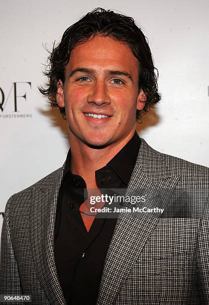 Swimmer Ryan Lochte attends the DVF & Vanity Fair Preview BRANDAID Project's "Mask & Mirrors" at Diane Von Furstenberg Gallery on September 12, 2009...