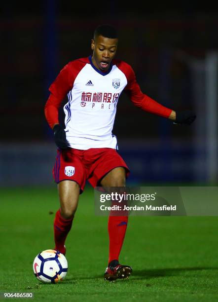 Rayhaan Tulloch of West Brom in action during the FA Youth Cup Fourth Round match between Chelsea and West Bromwich Albion at Aldershot Town Football...