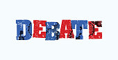 Debate Concept Stamped Word Art Illustration