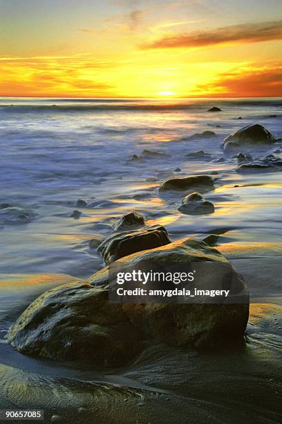 vivid beach sunset - ebb tide stock pictures, royalty-free photos & images