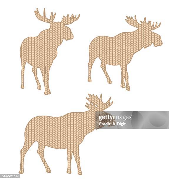 sweater knit moose - moose-silhouette stock illustrations