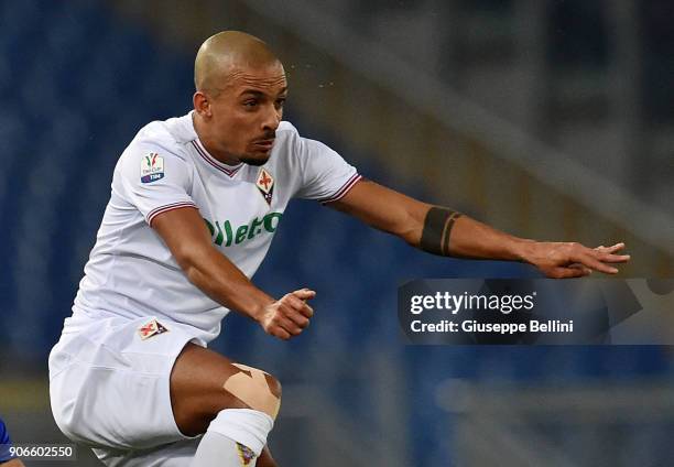 Bruno Gaspar of ACF Fiorentina in action during the TIM Cup match between SS Lazio and ACF Fiorentina at Olimpico Stadium on December 26, 2017 in...