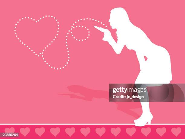 valentine kiss - blowing a kiss stock illustrations