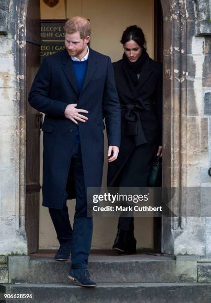 Meghan Markle and Prince Harry visit Cardiff Castle on January 18, 2018 in Cardiff, Wales.