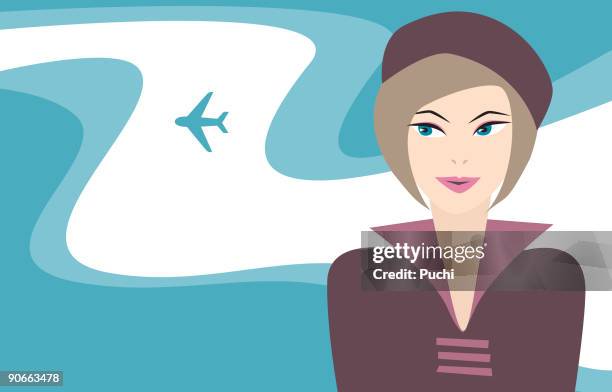 airline girl - welcome aboard stock illustrations