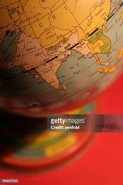 vintage toy globe - equator line bildbanksfoton och bilder