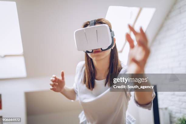 first time in virtual reality - moon window stock pictures, royalty-free photos & images