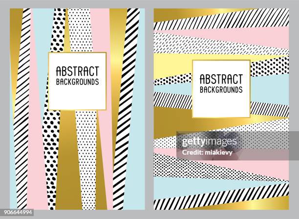 hand drawn trendy abstract backgrounds - image montage stock illustrations