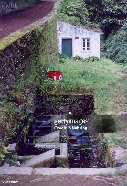 hot water laundry, san miguel, azores - washboard laundry stock pictures, royalty-free photos & images