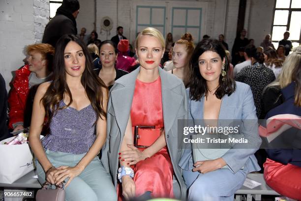 Johanna Klum, Franziska Knuppe and Marie Nasemann during the Marina Hoermanseder Defile during 'Der Berliner Salon' AW 18/19 at Von Greifswald on...