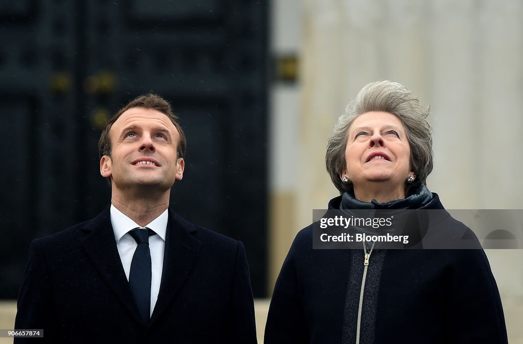 U.K. Prime Minister Theresa May Host France's President Emmanuel Macron At The U.K.-France Summit
