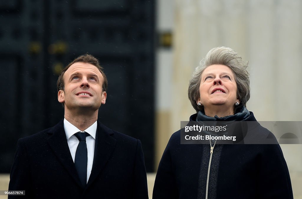 U.K. Prime Minister Theresa May Host France's President Emmanuel Macron At The U.K.-France Summit
