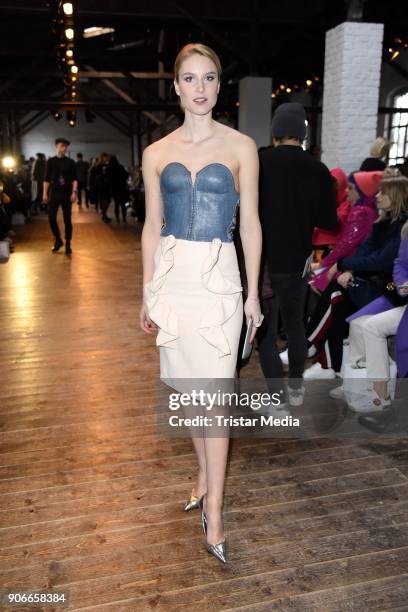 Kim Hnizdo during the Marina Hoermanseder Defile during 'Der Berliner Salon' AW 18/19 at Von Greifswald on January 18, 2018 in Berlin, Germany.
