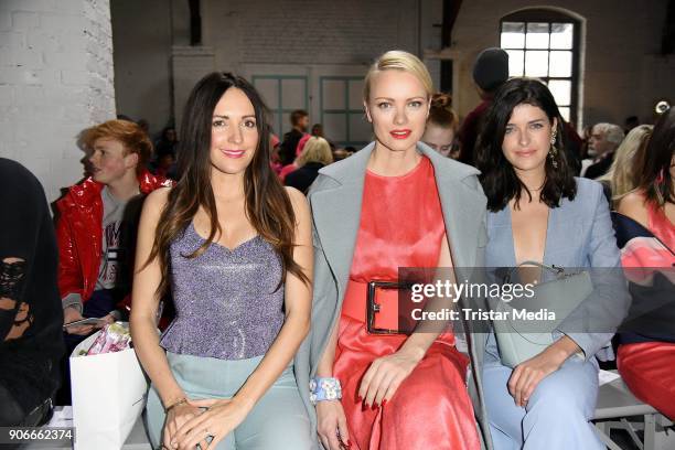 Johanna Klum, Franziska Knuppe and Marie Nasemann during the Marina Hoermanseder Defile during 'Der Berliner Salon' AW 18/19 at Von Greifswald on...